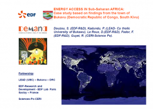 Presentation Energy access in Sub-Saharan Africa: Case study based on findings from the town of Bukavu, DRC