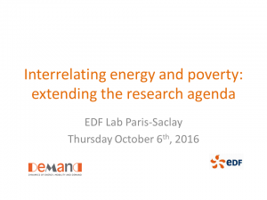 Link to copy of presentation: Introduction to interrelating energy and poverty: extending the research agenda